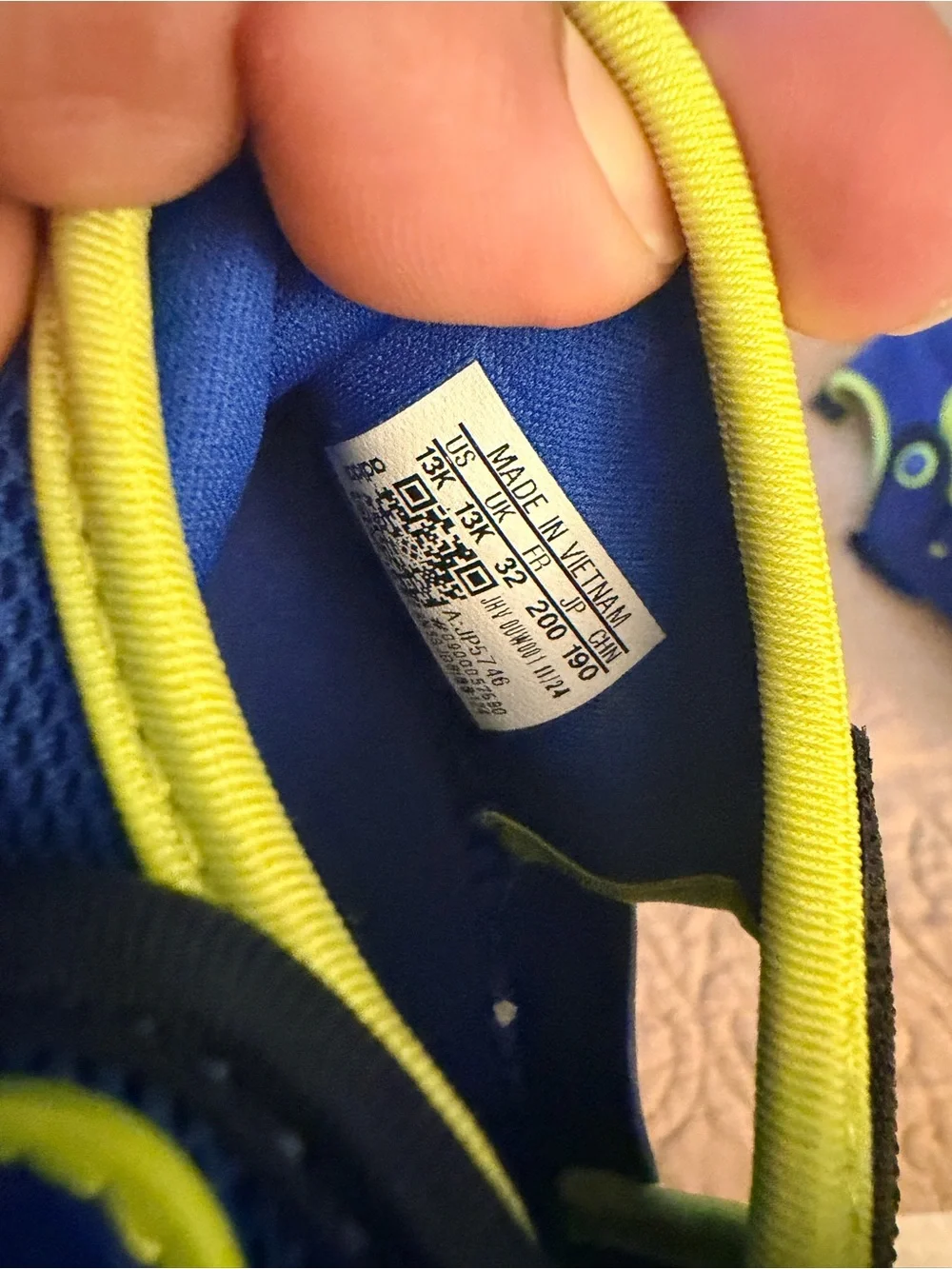 Adidas Kids Blue and Neon Green Active Slip-On Water Shoes